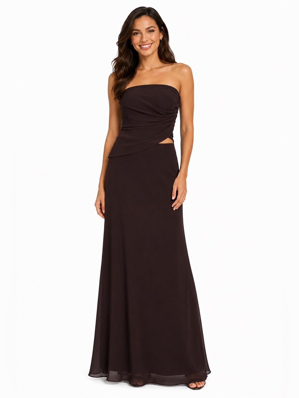 Vintage ALFRED SUNG 2 Piece Strapless Gown in Chocolate Brown Size 4